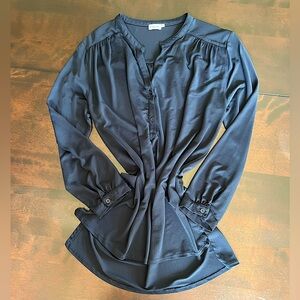 Filippa K Women’s Dark Blue Button-Up Blouse EUC Jersey Blouse Top Size L